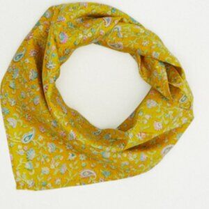 Free People * ANCHAL Vintage Silk Scarf * Yellow * 20" square  NWT